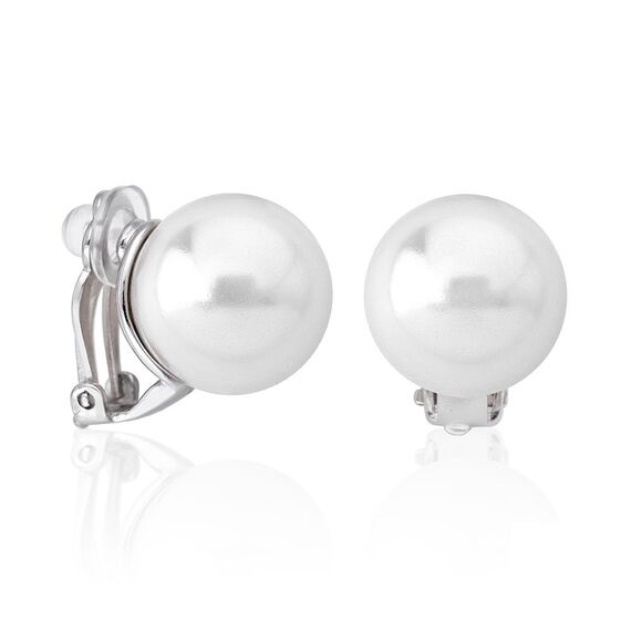 Серебряные серьги клипсы с органическим жемчугом Majorica Lyra
