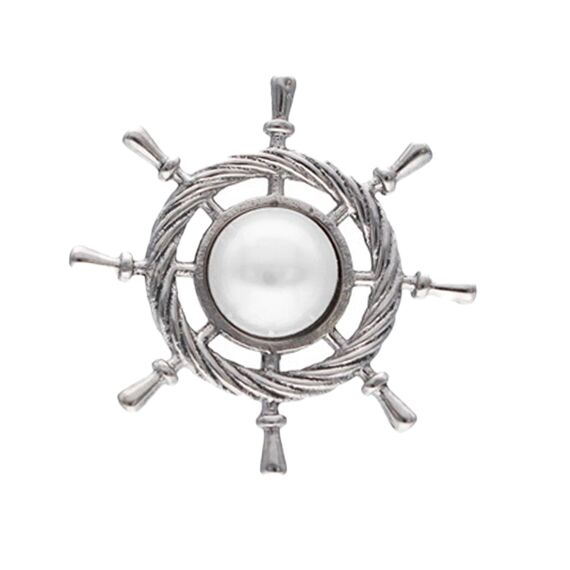 Серебряная брошь с жемчугом Majorica Le Club