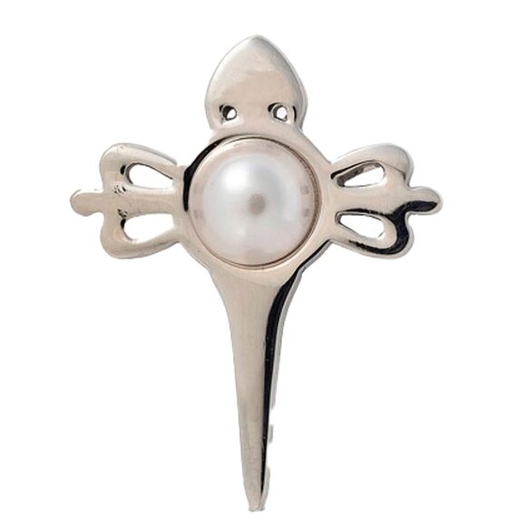 Серебряная брошь с жемчугом Majorica Le Club