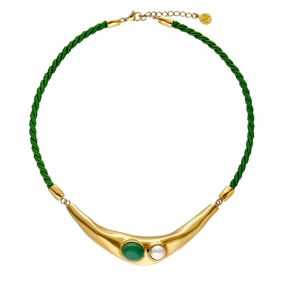 Золотое колье с жемчугом и агатом Majorica Feme