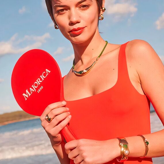 Золотое колье с жемчугом и агатом Majorica Feme, изображение 5