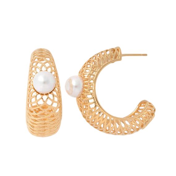 Золотые серьги женские с жемчугом Majorica Etna