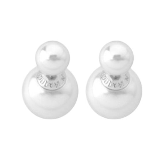 Серебряные серьги женские с жемчугом Majorica Fine silver, изображение 2