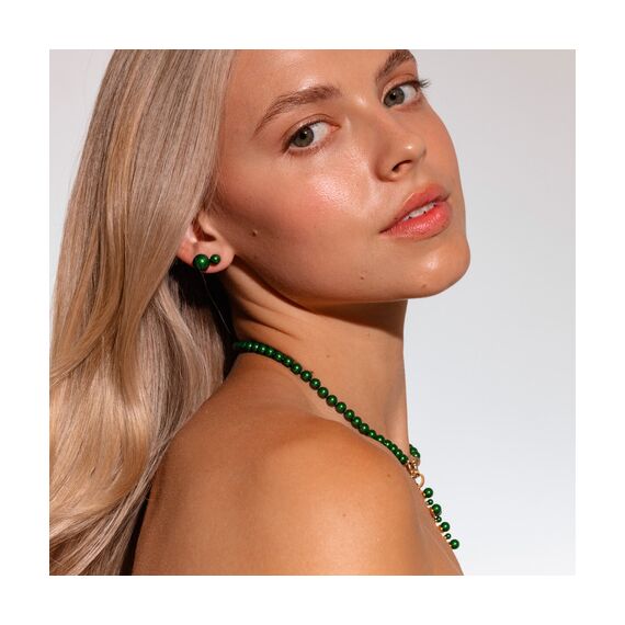 Золотые серьги женские с жемчугом Majorica Lyra, изображение 2