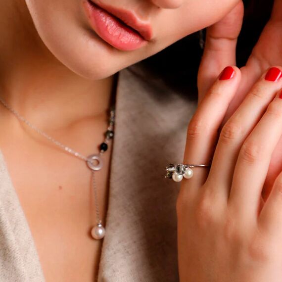 Серебряное колье с жемчугом и муранским стеклом Majorica Murano, изображение 3