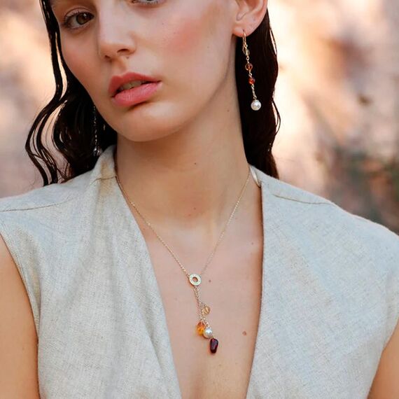 Золотое колье с жемчугом и муранским стеклом Majorica Murano, изображение 3