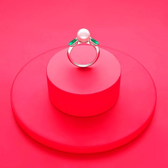 Серебряное кольцо с жемчугом и кубическим цирконием Majorica Selene, Размер (мм): 16,8, изображение 3