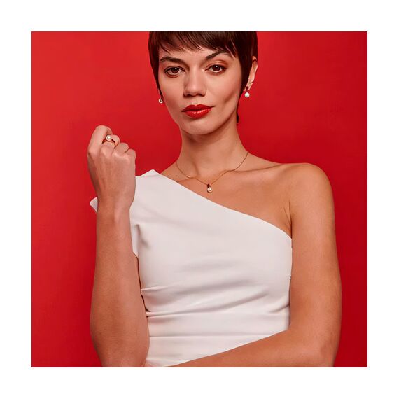 Золотые серьги с жемчугом и кубическим цирконием Majorica Selene, изображение 2