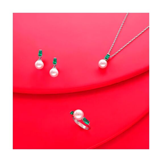 Серебряные серьги с жемчугом и кубическим цирконием Majorica Selene, изображение 3