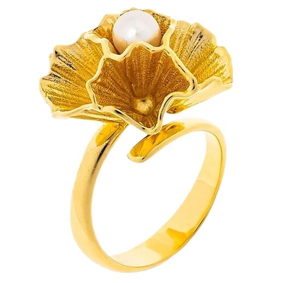 Золотое кольцо женское с жемчугом Majorica Clavelina, Размер (мм): 16,85-17,5