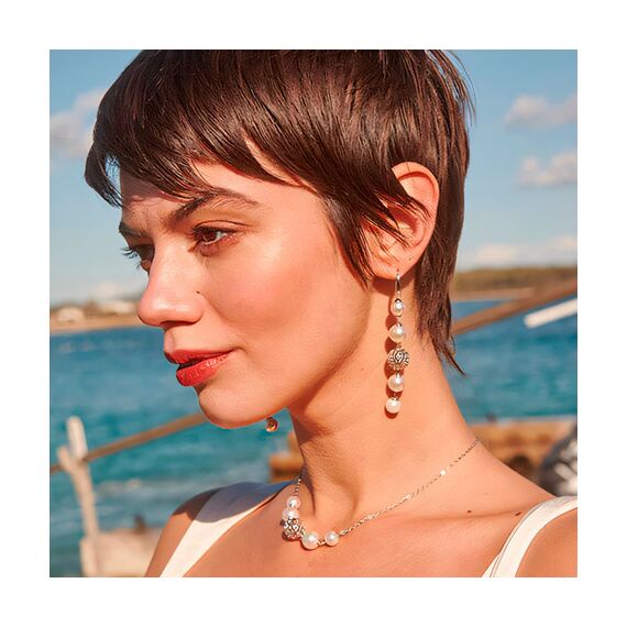 Серебряные серьги висячие с жемчугом Majorica Eternal, изображение 4