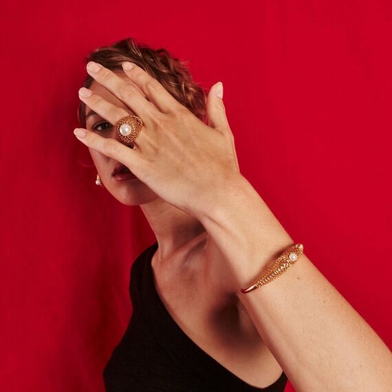 Золотой браслет с жемчугом Majorica Etna, изображение 3