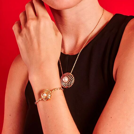 Золотой браслет с жемчугом Majorica Etna, изображение 4