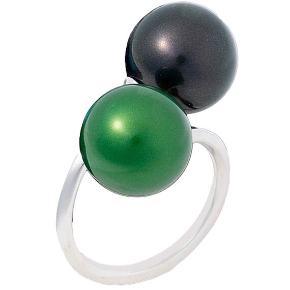 Серебряное кольцо женское с жемчугом Majorica Twins & triplets, Размер (мм): 16,85-17,5, изображение 2