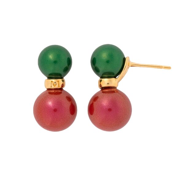 Золотые серьги с жемчугом Majorica Twins & triplets