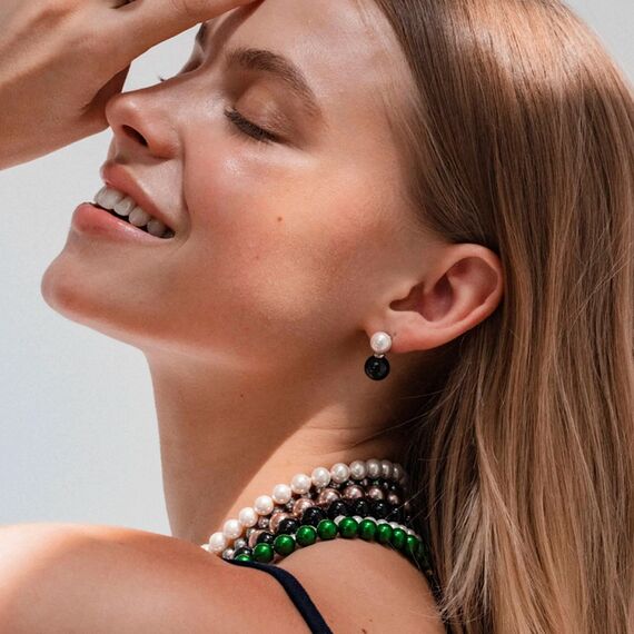 Серебряные серьги с жемчугом Majorica Twins & triplets, изображение 2