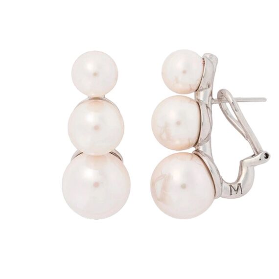 Серебряные серьги с жемчугом Majorica Twins & triplets