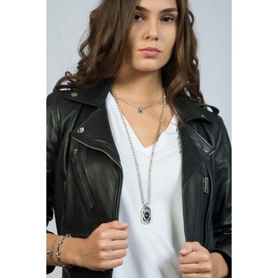 Серебряное колье женское с кристаллом Сваровски Ciclon Emotions, изображение 5