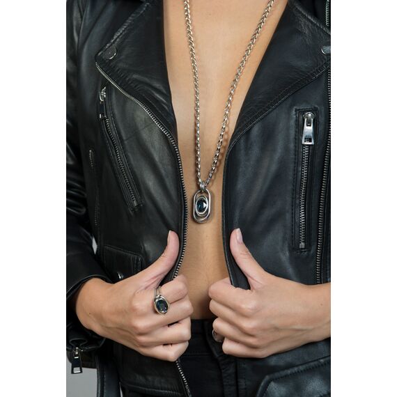 Серебряное колье женское с кристаллом Сваровски Ciclon Emotions, изображение 6