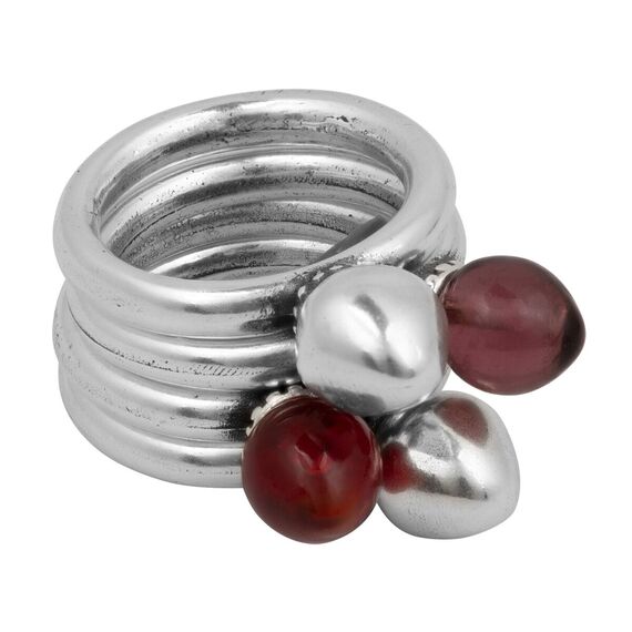 Серебряное кольцо женское с муранским стеклом Ciclon Azahara (бордовый ), Размер (мм): 17,2