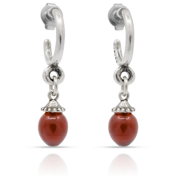 Серебряные серьги кольца с камнями бордовые Ciclon Azahara, изображение 2