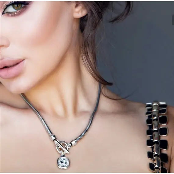 Серебряное колье с кристаллом Сваровски Ciclon Solitario, изображение 5