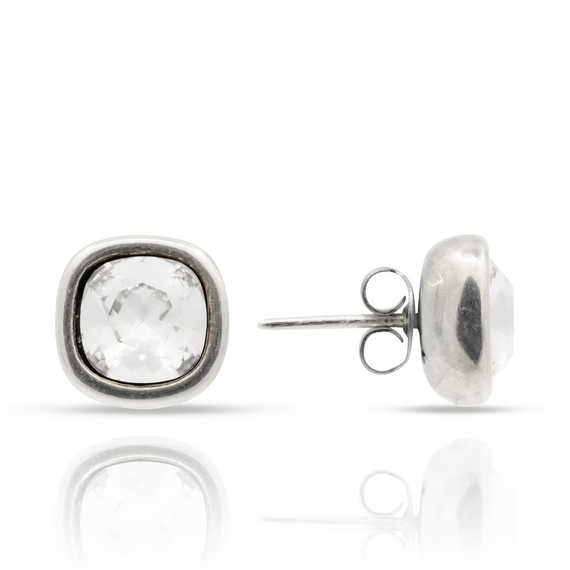 Серебряные серьги гвоздики с кристаллами Сваровски Ciclon Solitarios, изображение 4