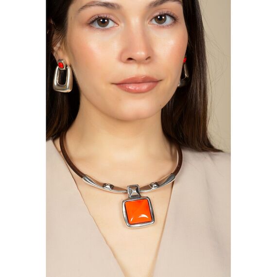 Серебряное колье женское с муранским стеклом Ciclon Kubik, изображение 2