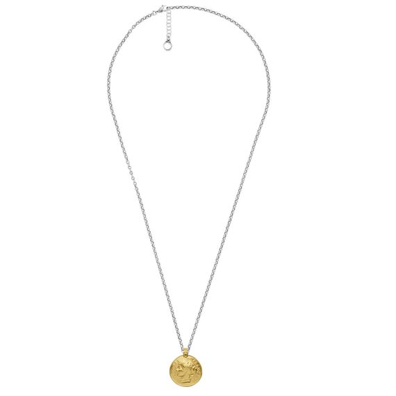 Серебряное колье женское с золотой подвеской Ciclon France