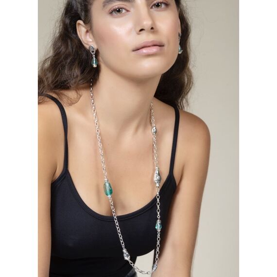 Серебряное колье с муранским стеклом Ciclon Liquid, Размер (мм): 800-900, изображение 2