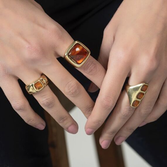 Золотое кольцо женское с муранским стеклом Ciclon Kubik Kool, изображение 2