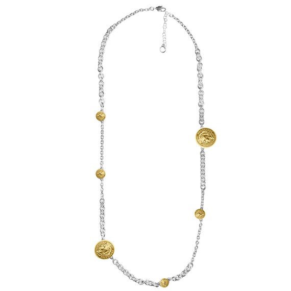 Серебряное колье женское с золотыми подвесками Ciclon France