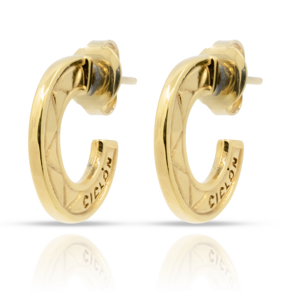 Золотые серьги полукольца с гравировкой Ciclon Ocaso, изображение 2