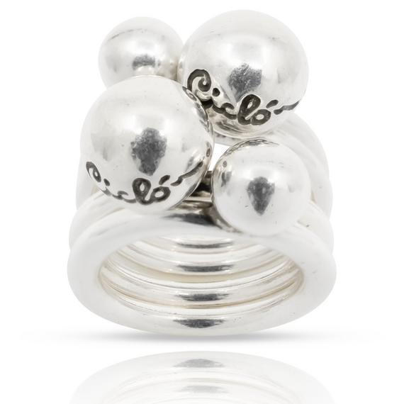 Кольцо серебряное женское Ciclon Esferas de 4 Aros, Размер (мм): 18,4, изображение 3