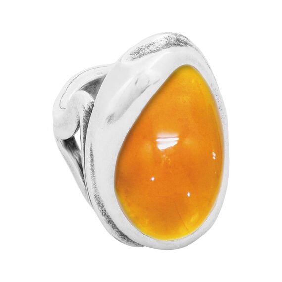 Серебряное кольцо женское с камнем янтарный Ciclon Batari