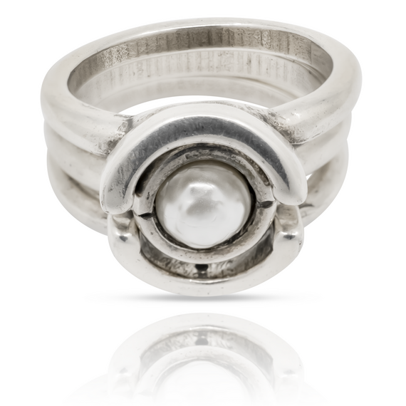 Кольцо с серебром и жемчугом Ciclon Unique, Размер (мм): 18,4