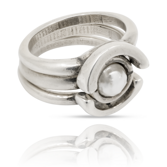 Кольцо с серебром и жемчугом Ciclon Unique, Размер (мм): 18,4, изображение 2