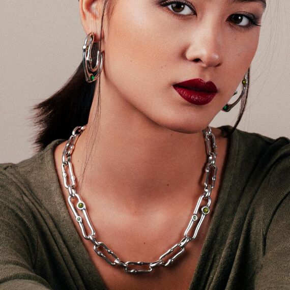 Серебряное колье женское с муранским стеклом Ciclon Azami, изображение 3