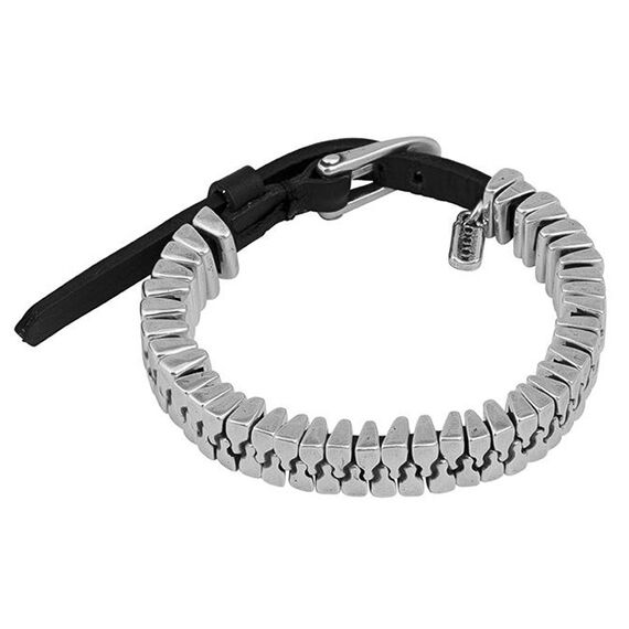 Кожаный браслет с серебряными вставками Ciclon Cremallera