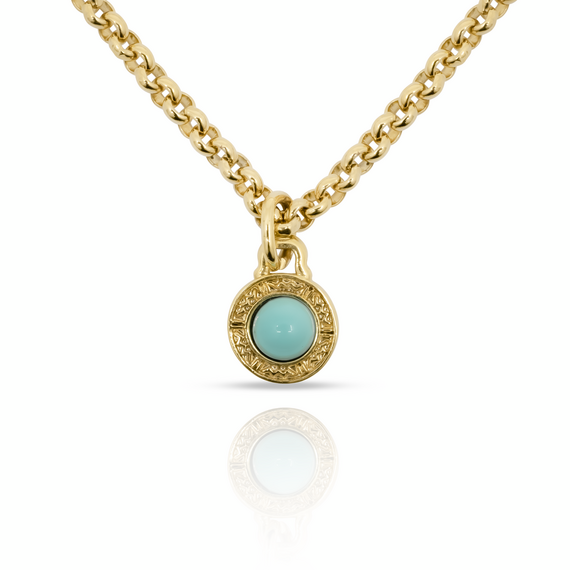 Золотое колье женское с подвеской бирюзовое Ciclon Aztec, Размер (мм): 400-470, изображение 4
