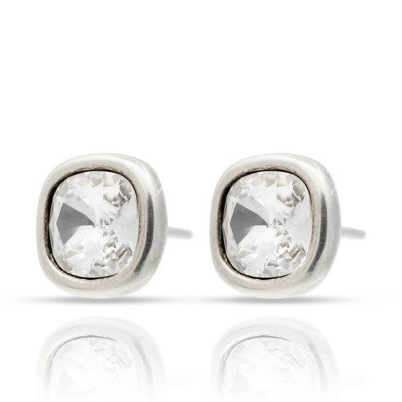 Серебряные серьги гвоздики с кристаллами Сваровски Ciclon Solitarios, изображение 2