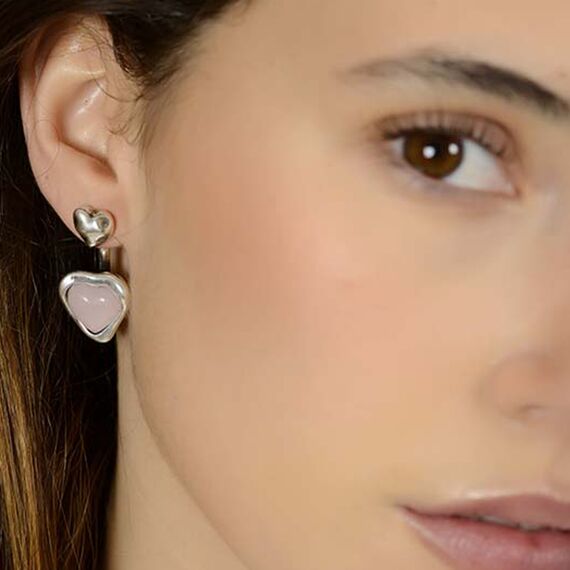 Серебряные серьги сердечки Ciclon Romance, изображение 2