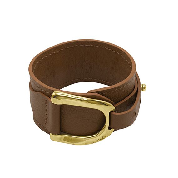 Кожаный браслет женский с золотом Ciclon Montura Oro