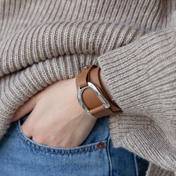 Кожаный браслет с серебряными вставками Ciclon Montura, изображение 2