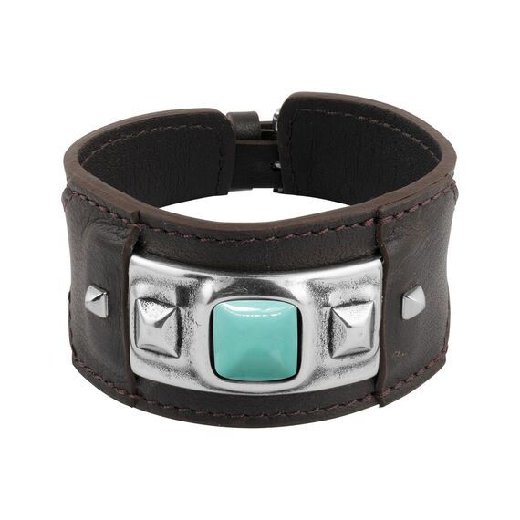 Кожаный браслет женский с серебром и муранским стеклом Ciclon Kool