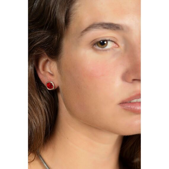 Серебряные серьги гвоздики с кристаллами Сваровски Ciclon Solitarios, изображение 2
