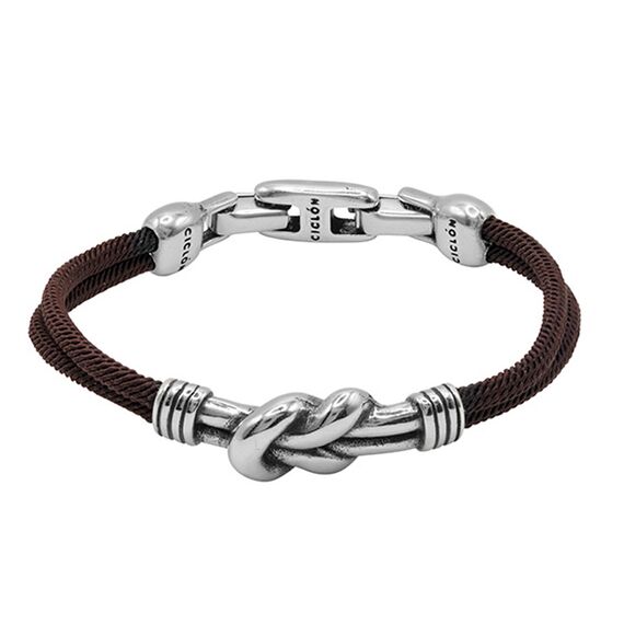 Кожаный браслет с серебряными вставками Ciclon Rizo, Размер (мм): 190-195