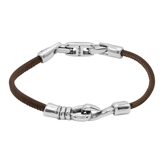 Кожаный браслет с серебряными вставками Ciclon Furtivo, Размер (мм): 190-195