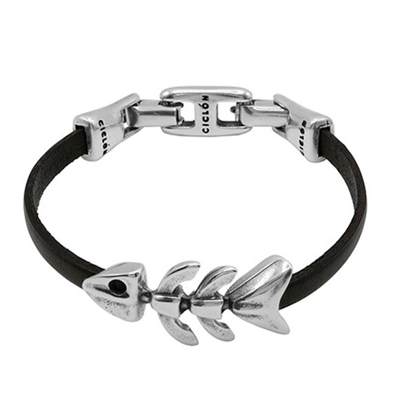 Кожаный браслет на руку с серебром Ciclon Pezcaito, Размер (мм): 190-195