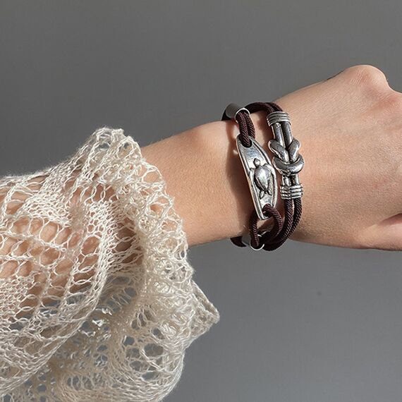 Кожаный браслет с серебряными вставками Ciclon Pura Vida, изображение 2